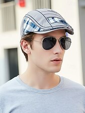 abordables Accessoires de Noël-Casquette plate à carreaux en coton pour homme, chapeau gavroche vintage en lierre avec coupe ajustable, cadeau de Noël élégant pour les tenues décontractées et les voyages en plein air