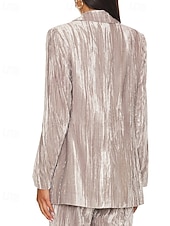 voordelige Blazers &amp; Kostuums-Dames Blazer Fluwelen blazers Comfortabel Zak Knop Modieus Effen Formeel Buiten Normaal Strijkijzer Normale pasvorm Lange mouw bovenkleding Zwart Wit Wijn Herfst Winter