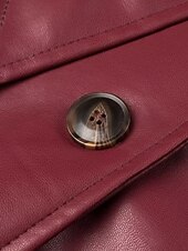 billiga Jackor i konstläder-Dam Imitationsläderjacka Trenchcoat Håller värmen Bekväm Ficka Knappar Mode Slät Formell Utomhus Semester Ledigt Lång Nedvikt Normal Långärmad Ytterkläder Svart Mörkröd Höst Vinter