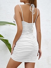 Női Mini ruha Hüvelyruha Slip ruha Szabadság Alkalmi Alkalmi Normál Sima Ujjatlan Spagettipánt Fekete Fehér Arcpír rózsaszín Királykék Nyár Tavasz olcso Fehér ruha-Női Mini ruha Hüvelyruha Slip ruha Szabadság Alkalmi Alkalmi Normál Sima Ujjatlan Spagettipánt Fekete Fehér Arcpír rózsaszín Királykék Nyár Tavasz