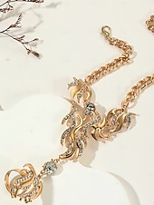 cheap Women&#039;s Bracelet-Women&#039;s Gold Rhinestone Hand Chain Bracelet Ring Set, Luxury Statement Jewelry with Crystal Flames Design, Perfect for Parties, Galas &amp; Evening Events