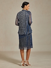  Dam Kvällstoppar Plisserad Multi lager Metallisk Ensfärgat Stylish Romantisk Bröllop 3/4 ärm Kvällsfest Bröllopsgäst Affärskläder Marinblå Sommar Vår Höst Vinter