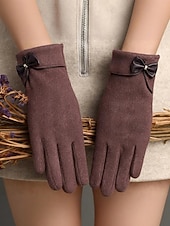 ieftine Accesorii de Crăciun-Mănuși de Crăciun pentru femei cu ecran tactil – material cald din poliester cu un design drăguț cu funde, perfecte pentru petreceri și ținute de iarnă