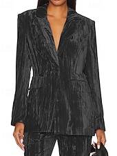 Dam Kavaj Sammetsblazers Håller värmen Bekväm Rynkad Ficka Knappar Elegant Retro Ensfärgat Formell Semester Gata Ledigt Normal Hakslag Normal Långärmad Ytterkläder Svart Vit Vin Höst Vinter billiga Damytterkläder-Dam Kavaj Sammetsblazers Håller värmen Bekväm Rynkad Ficka Knappar Elegant Retro Ensfärgat Formell Semester Gata Ledigt Normal Hakslag Normal Långärmad Ytterkläder Svart Vit Vin Höst Vinter