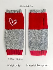 abordables Guantes de mujer-Guantes de punto navideños para mujer con diseño de corazón bordado, varios colores, accesorios de invierno acogedores para la temporada navideña.