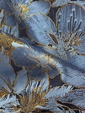 ジャカードブロケード フローラル Aラインイブニングガウン ドレス フォーマルウェディングゲスト フロアレングス 長袖 Vネック ベルト ナイロン スリットポケット お買い得  Aラインのイブニングドレス-ジャカードブロケード フローラル Aラインイブニングガウン ドレス フォーマルウェディングゲスト フロアレングス 長袖 Vネック ベルト ナイロン スリットポケット