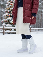 Недорогие Снежные и зимние ботинки-женские белые зимние ботинки – водонепроницаемые теплые зимние ботинки со снежинками, нескользящая подошва для зимних прогулок и поездок на природу