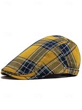 abordables Chapeaux pour femmes-Casquette plate en coton tartan pour homme, idéale pour Noël – plusieurs coloris disponibles, élégante et confortable, parfaite pour les tenues de fêtes.