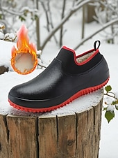  Damskie, zielone, wodoodporne, wsuwane buty zimowe z ciepłą, polarową podszewką – wytrzymałe, antypoślizgowe buty do ogrodu i chodzenia na świeżym powietrzu