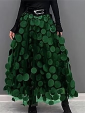 preiswerte Partykleider-Damen Elegant Vintage Mode Midi Mittlere Taille Röcke Tupfen Einfach Patchwork Blume Geschichtet Unelastisch Täglich Straße Amethyst Aprikose Schwarz Rote Herbst