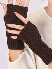 preiswerte Weihnachtsaccessoires-Gestrickte fingerlose Handschuhe für Damen, kuschelige Winter-Handwärmer mit Zopfmuster, stylische Weihnachtsgeschenk-Accessoires für Damen