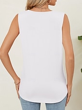 economico Serbatoio Semplice-Per donna Canotta Tinta unica Elegante Casual Senza Maniche Girocollo Top Regolari Quotidiano Blu Nero Bianco Rosa Vino Estate