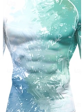 cheap Running Tee &amp; Tank Tops-Men's Color Gradient Abstract Compression Shirt Running Shirt Spring Fall 3D Print Long Sleeve Quick Dry Compression Power Flex Moisture Wicking Breathable Gym Workout Active Training Running