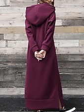 Χαμηλού Κόστους Φούτερ &amp; Φορέματα με κουκούλα-Γυναικεία Μίντι φόρεμα Φόρεμα με κουκούλα Μοντέρνα Καθημερινά Γραφείο Εξόδου Κανονικό Σκέτο Μακρυμάνικο Με Κουκούλα Μαύρο Κρασί Βυσσινί Πορτοκαλί Άνοιξη Φθινόπωρο Χειμώνας