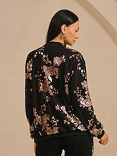 olcso Designer dzsekik és kabátok-női bomberdzseki flitteres, kerek nyakú, hétköznapi, party, vakáció, este, ősz, tél