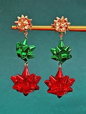 abordables Boucle d&amp;#39;oreille pour femme-Boucles d'oreilles de Noël pour femmes, design festif rouge et vert avec matériau en alliage, parfaites pour les fêtes de fin d'année et les cadeaux