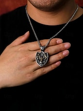 رخيصةأون مجوهرات رجالية-قلادة على شكل رأس غزال فايكنج من الفولاذ المقاوم للصدأ للرجال بتصميم درع، مجوهرات تميمة نورسية سلتيك كهدية عيد الميلاد والحفلات والارتداء اليومي