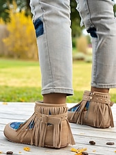 dames mocassinlaarzen met franjes en kleurrijke etnische print, casual enkellaarsjes voor herfstoutfits en festivals &dagelijks gebruik voordelige Enkel laarzen-dames mocassinlaarzen met franjes en kleurrijke etnische print, casual enkellaarsjes voor herfstoutfits en festivals &dagelijks gebruik