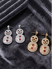 abordables Pendiente de mujer-Pendientes colgantes de muñeco de nieve de cristal para mujer: accesorios de joyería navideña para fiestas navideñas y celebraciones invernales.