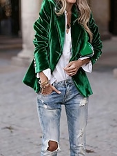 نسائي سترة بليزرات مخملية مريح Buttons موضة سهل رسمي الأماكن المفتوحة عادية طوي عادي كم طويل ملابس خارجية أسود أحمر أزرق الخريف الشتاء رخيصةأون بليزر وبدلات-نسائي سترة بليزرات مخملية مريح Buttons موضة سهل رسمي الأماكن المفتوحة عادية طوي عادي كم طويل ملابس خارجية أسود أحمر أزرق الخريف الشتاء