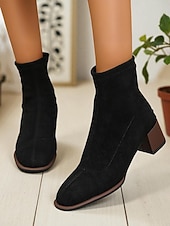 Женские замшевые ботильоны бордового цвета с блочным каблуком — зимняя обувь в стиле ретро для женщин, повседневных и полуофициальных образов. Недорогие Женские рождественские туфли-Женские замшевые ботильоны бордового цвета с блочным каблуком — зимняя обувь в стиле ретро для женщин, повседневных и полуофициальных образов.