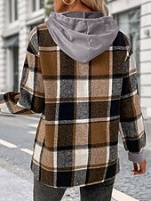 cheap Graphic shop Sweatshirts &amp; Hoodies-Women&#039;s Pullover Hoodie Sweatshirt Plaid Vintage Casual Long Sleeve Hooded Regular Tops Street Casual Sports Drawstring Patchwork Pink Army Green Dark Gray Beige Coffee Fall Winter