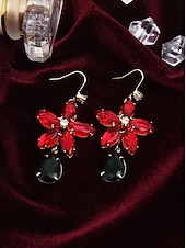 levne Dámský náhrdelník-Dámský barevný křišťálový náhrdelník a náušnice, elegantní květinové šperky na vánoční večírek &amp;koktejlové akce