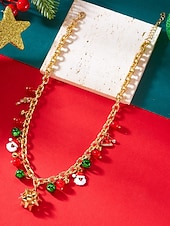 billige Halskjede for kvinner-Julekjede med sjarm til dame, flere stiler med sjarm til julenissen, snømannen og juletreet, perfekt til høytidsfester og festlige gaver.