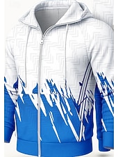 お買い得  トラックスーツ-男性用 パーカー トラックスーツ 2ピーストラックスーツ ドローストリング ジッパーを閉める 幾何学模様 スーツウェア 秋 冬 ブルー ボウケーション 屋外 トラベル ライトウェイト ファッション 長袖 スポーツ アクティブウェア 伸縮性あり レギュラー