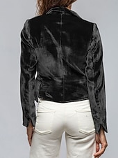 economico Blazer e Completi-Per donna Blazer Blazer di velluto Confortevole Tasca Moda Semplice Feste Festa / Sera Casuale Corto Regolare Collo ripiegato Vestibilità regolare Manica Lunga Capispalla blu navy Nero Vino Primavera