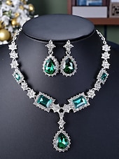 halpa Naisten kaulakoru-Naisten punainen jalokivikaulakoru ja korvakorusetti, elegantit kristallikorut joulujuhliin, lomalahjoihin &amp;muodolliset tilaisuudet