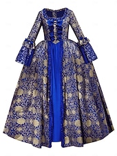 Недорогие Платья-Рококо Викторианский стиль Эпоха возрождения В пол Платья Костюм для вечеринки Маскарад Большие размеры Нормальная Буфф / баллон Вспышка рукава Принцесса Кружева Тюль Винтаж С пышной юбкой