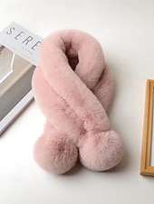 preiswerte Schals für Damen-Weihnachtsschal aus Kaninchenfellimitat für Damen mit Bommeln, weiches und kuscheliges Winteraccessoire für Feiertagspartys und als Geschenk