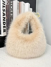 billiga Julpåsar-Damaxelväska i fuskpäls, mjukt plyschmaterial, elegant luffarmodell för julfester, finns i flera färger