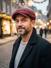 halpa Naisten hatut-Miesten jouluinen kalanruotokuvioinen newsboy-lippis, vintage-villasekoitteinen litteä lippis klassisella 8-paneelisella muotoilulla, monivärinen gatsby-tyylinen hattu talveksi, lomalle ja vapaa-aikaan