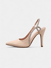 ieftine Pantofi slingback-Pantofi cu toc înalt, roșii, din piele lăcuită, cu slingback - pantofi eleganți stiletto cu vârful ascuțit și strasuri pentru cocktailuri &amp;evenimente formale