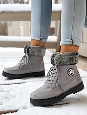 olcso Hó- és téli csizma-női bordó műszőrmével bélelt hótaposó – meleg téli csizma kültéri karácsonyi tevékenységekhez és hideg időben való viseletre