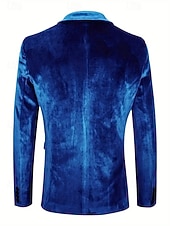 abordables Blazer-Blazer en velours pour homme, col cranté, style classique et décontracté, couleur unie, bordeaux, bleu, vert, coupe ajustée, simple boutonnage, deux boutons.
