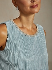 Femmes Robe Midi Robe fourreau Robe Plissée Robe dos nu Élégant Fête Formel Soirée robe demoiselle d honneur Cocktail Coupe régulière Couleur Unie Sans manches Col ras du cou Bleu Ciel Été Printemps abordables Robe de cocktail-Femmes Robe Midi Robe fourreau Robe Plissée Robe dos nu Élégant Fête Formel Soirée robe demoiselle d honneur Cocktail Coupe régulière Couleur Unie Sans manches Col ras du cou Bleu Ciel Été Printemps