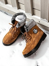 olcso Hó- és téli csizma-női bordó műszőrmével bélelt hótaposó – meleg téli csizma kültéri karácsonyi tevékenységekhez és hideg időben való viseletre
