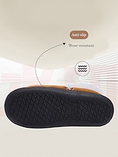 baratos Chinelos de mulher-Pantufas femininas forradas com lã quente e gola de pele sintética, calçados confortáveis e antiderrapantes para ambientes internos, pantufas de inverno estilosas para mulheres &amp;conforto de férias