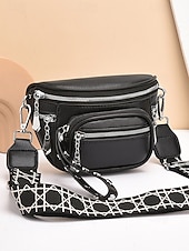 economico Borse a Tracolla-Borsa a tracolla da donna in similpelle bordeaux con tasche multiple con cerniera, tracolla larga e finiture argentate, elegante borsa da viaggio a mani libere per l'uso quotidiano e per gli outfit delle vacanze natalizie