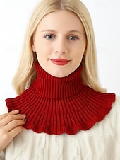 abordables Foulards pour femmes-Col côtelé en acrylique de Noël pour femme – confortable et élégant avec des bords volantés, disponible en plusieurs couleurs, parfait pour les vacances d'hiver et les occasions festives