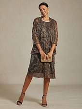 billige Kjoler til nyttårsaften-Dame Midikjole Skiftkjole Plissert kjole Grime kjole Elegant Fest Formelt Fest Bryllupsgjest Cocktailfest Normal Helfarge Ermeløs Crew-hals Brun Sommer Vår Høst Vinter