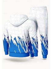 お買い得  トラックスーツ-男性用 パーカー トラックスーツ 2ピーストラックスーツ ドローストリング ジッパーを閉める 幾何学模様 スーツウェア 秋 冬 ブルー ボウケーション 屋外 トラベル ライトウェイト ファッション 長袖 スポーツ アクティブウェア 伸縮性あり レギュラー