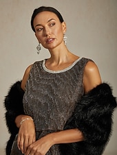 billige Kjoler til nyttårsaften-Dame Midikjole Skiftkjole Plissert kjole Grime kjole Elegant Fest Formelt Fest Bryllupsgjest Cocktailfest Normal Helfarge Ermeløs Crew-hals Brun Sommer Vår Høst Vinter