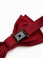 ieftine Nuntă ACC-Papion de Crăciun pentru bărbați – papion din satin roșu, negru și alb cu detalii din cristale și lanț auriu – accesoriu elegant de sărbătoare pentru evenimente formale