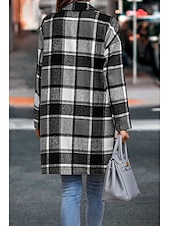 ieftine 3D palto-Pentru femei Palton de iarnă Jachete Iarnă Comfortabil Respirabil Buzunar Imprimeu Casual Plisat Vacanță Stradă Casual Purtare Zilnică Cu Un Nasture Lung Răsfrânt Fit regulat Manșon Lung Îmbrăcăminte