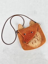 olcso Keresztpántos táskák-női filc crossbody táska, aranyos róka alakú válltáska, vintage kézzel készített állatmintás kézitáska hölgyeknek alkalmi mindennapi utazáshoz