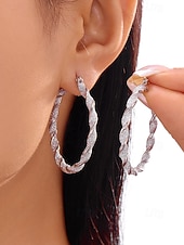 お買い得  レディースイヤリング-レディースクリスマスフープイヤリング、赤と緑のツイストデザイン、合金素材、ホリデーパーティーやギフトに最適